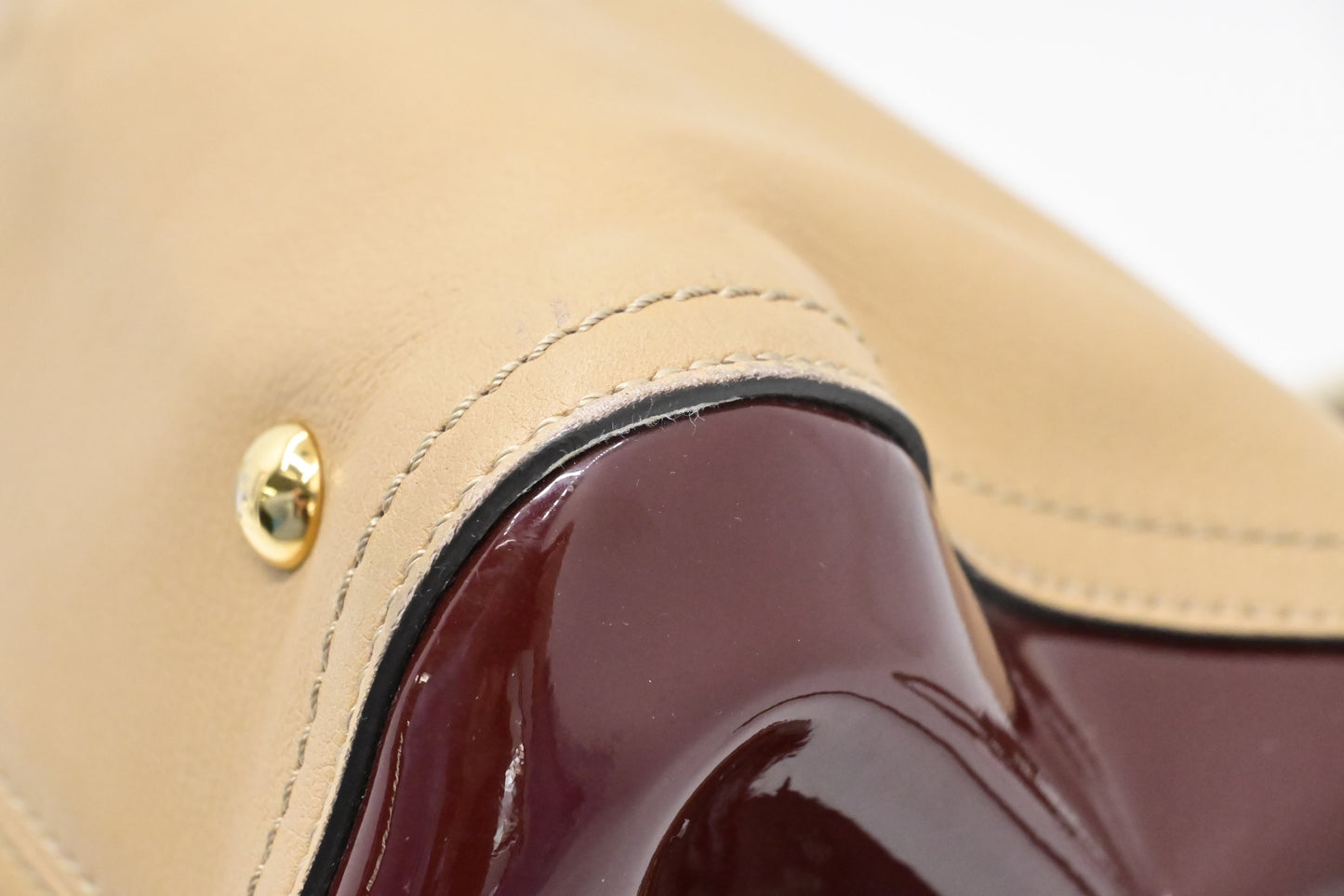 Fendi 2way Bag in Beige Leather and Red Patent Leather