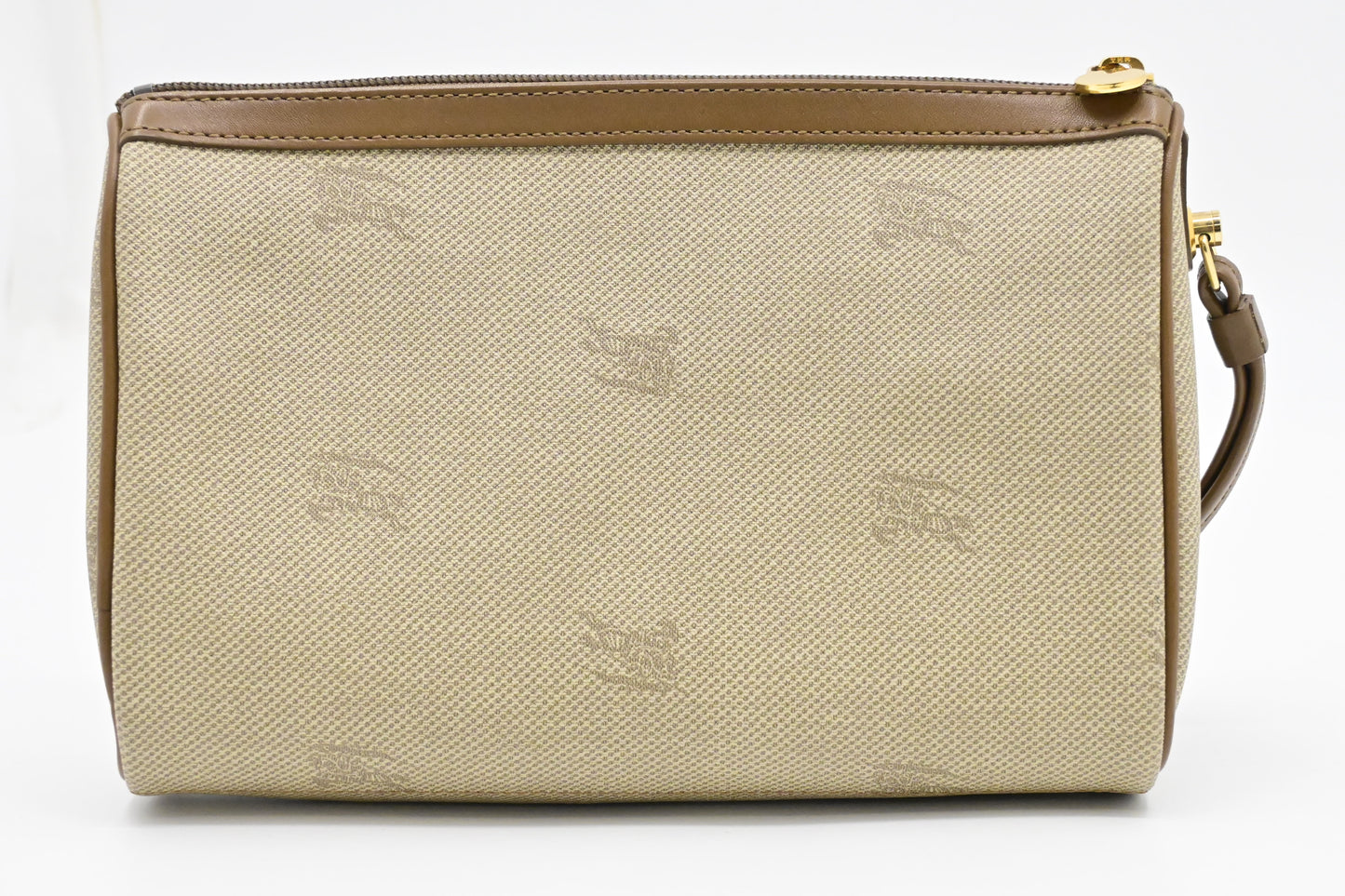Burberry Wristlet Pouch in Beige Canvas