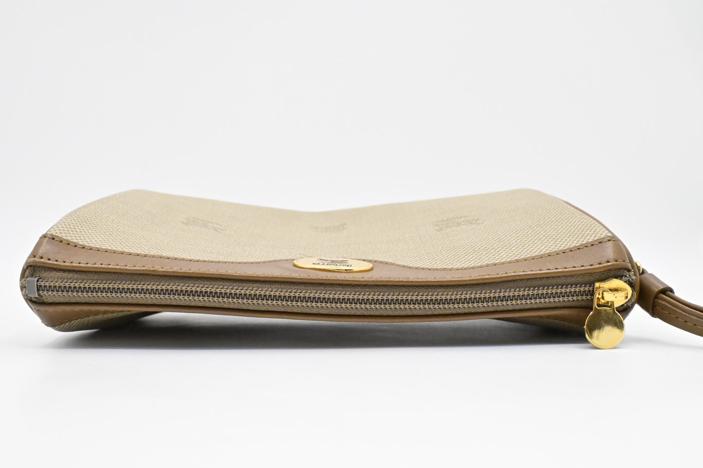 Burberry Wristlet Pouch in Beige Canvas