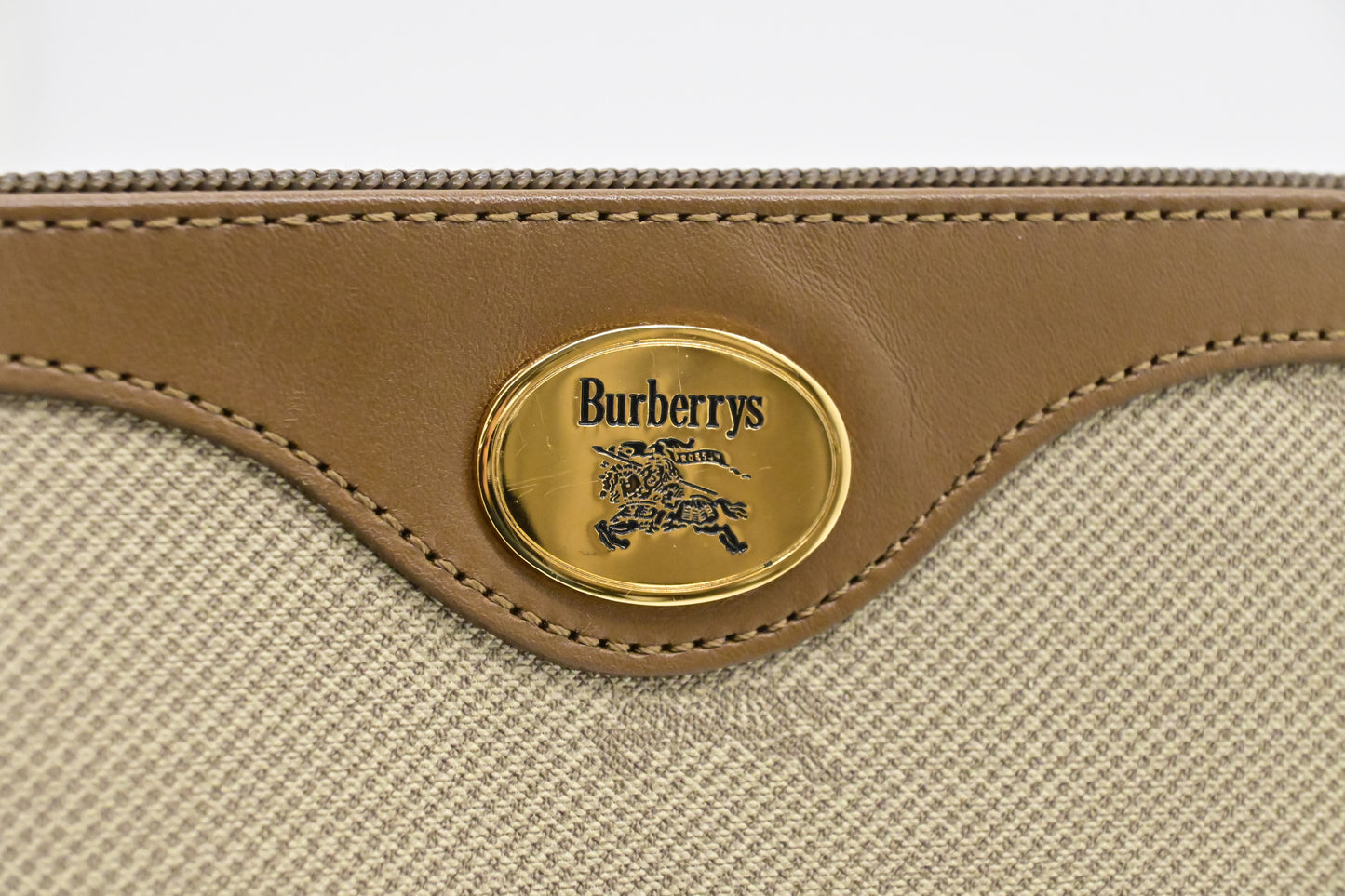 Burberry Wristlet Pouch in Beige Canvas