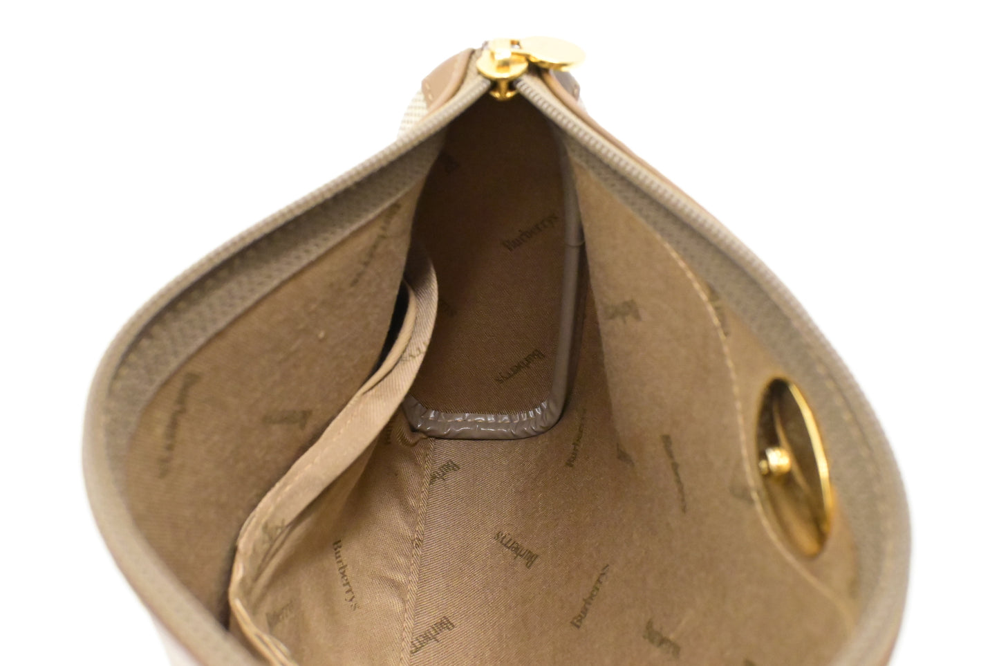 Burberry Wristlet Pouch in Beige Canvas