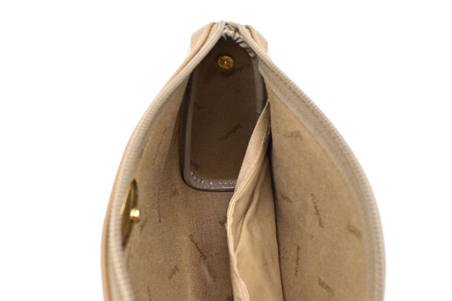Burberry Wristlet Pouch in Beige Canvas