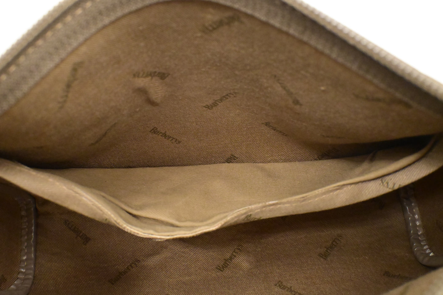 Burberry Wristlet Pouch in Beige Canvas