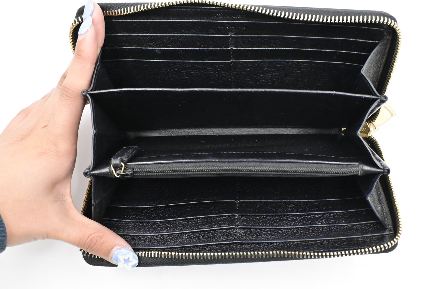 YSL Saint Laurent Long Zippy Wallet in Black Leather