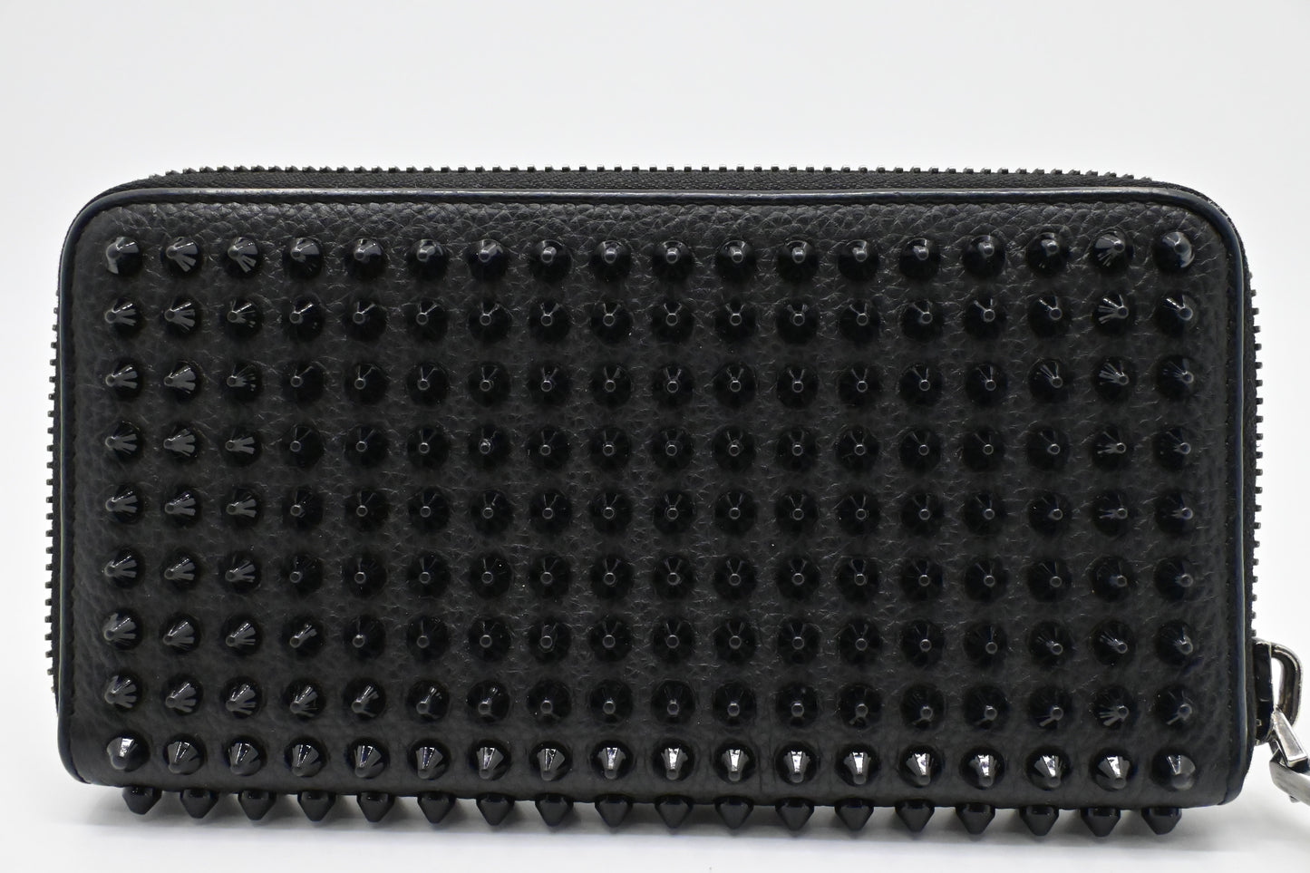 Louboutin Macaron Wallet in Black Studded Leather