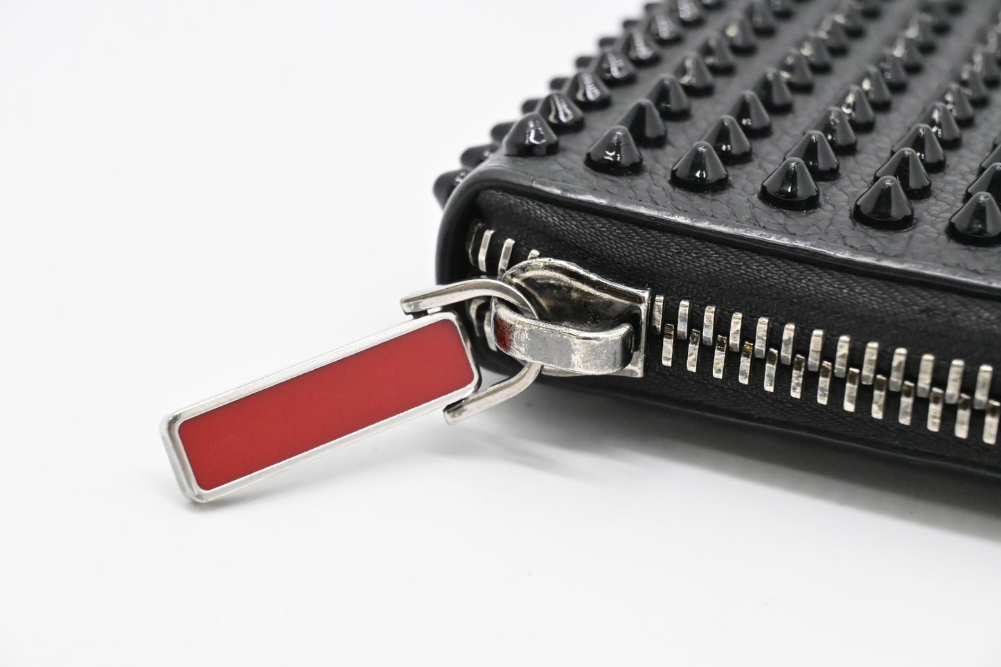 Louboutin Macaron Wallet in Black Studded Leather