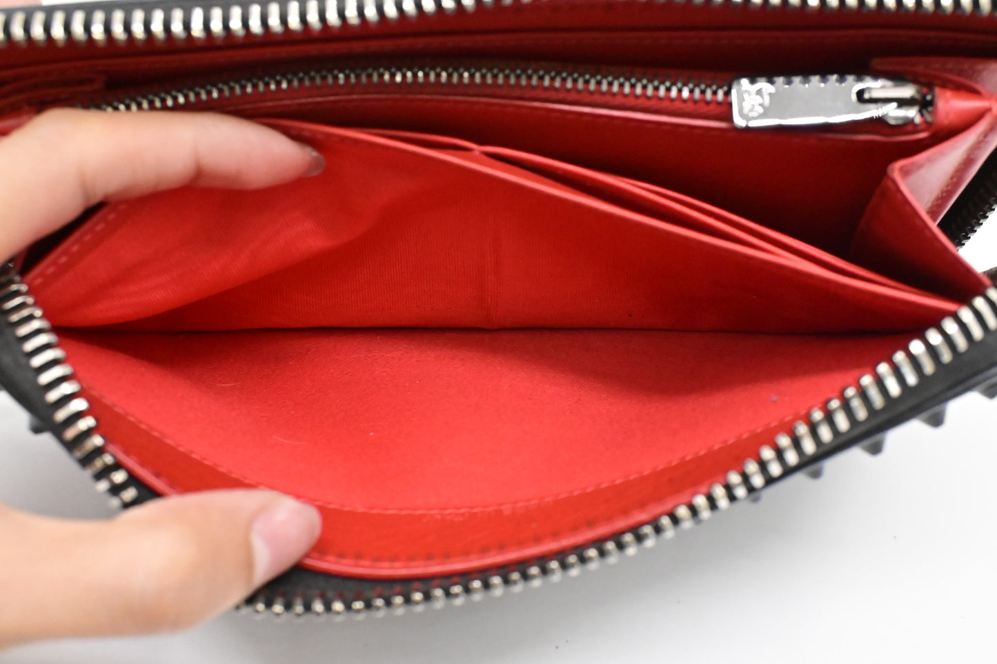 Louboutin Macaron Wallet in Black Studded Leather