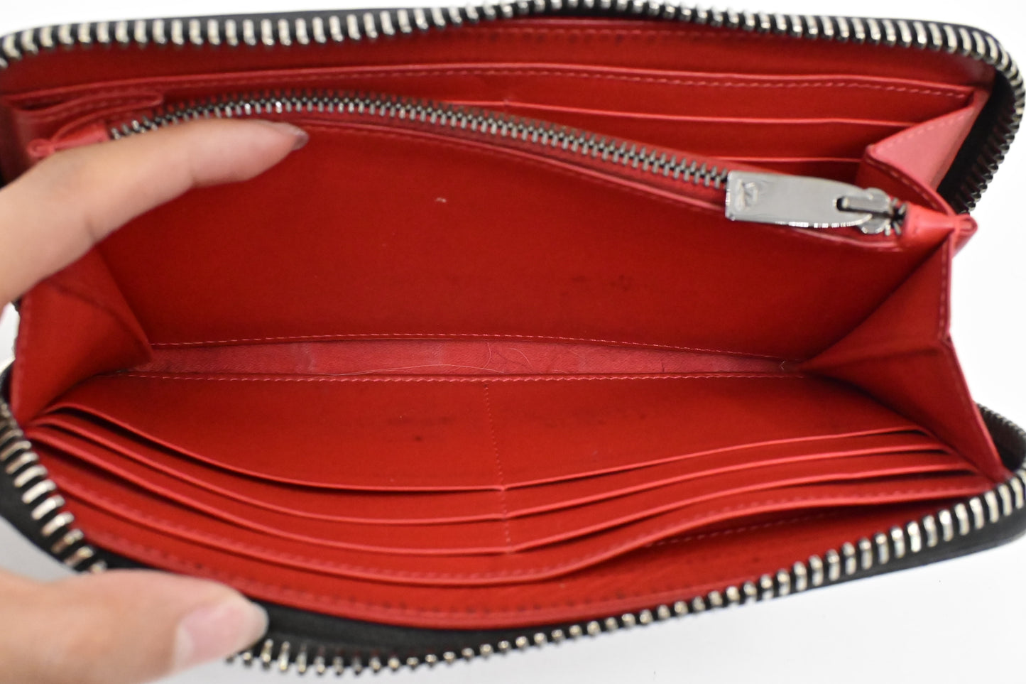Louboutin Macaron Wallet in Black Studded Leather