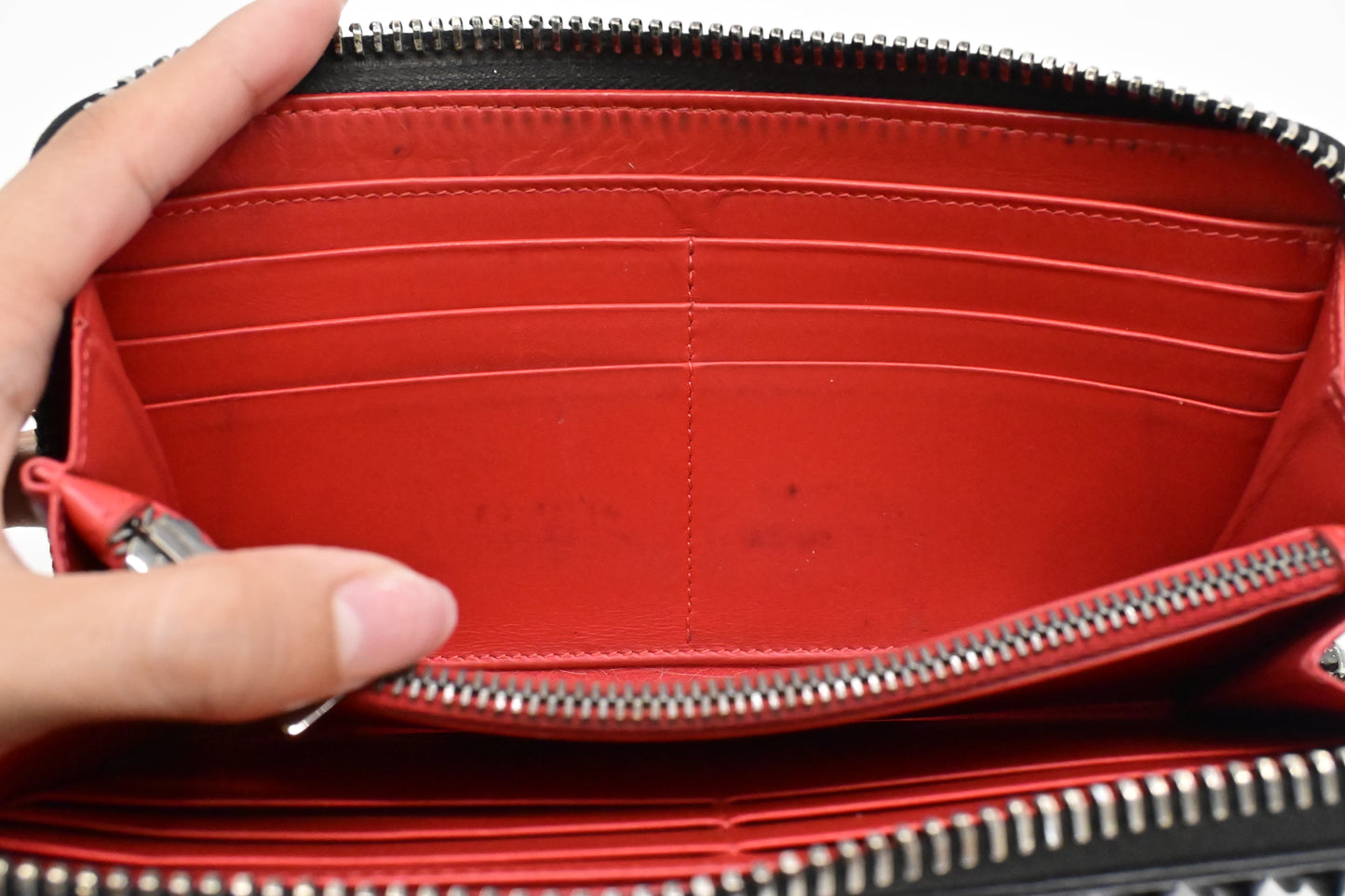 Louboutin Macaron Wallet in Black Studded Leather