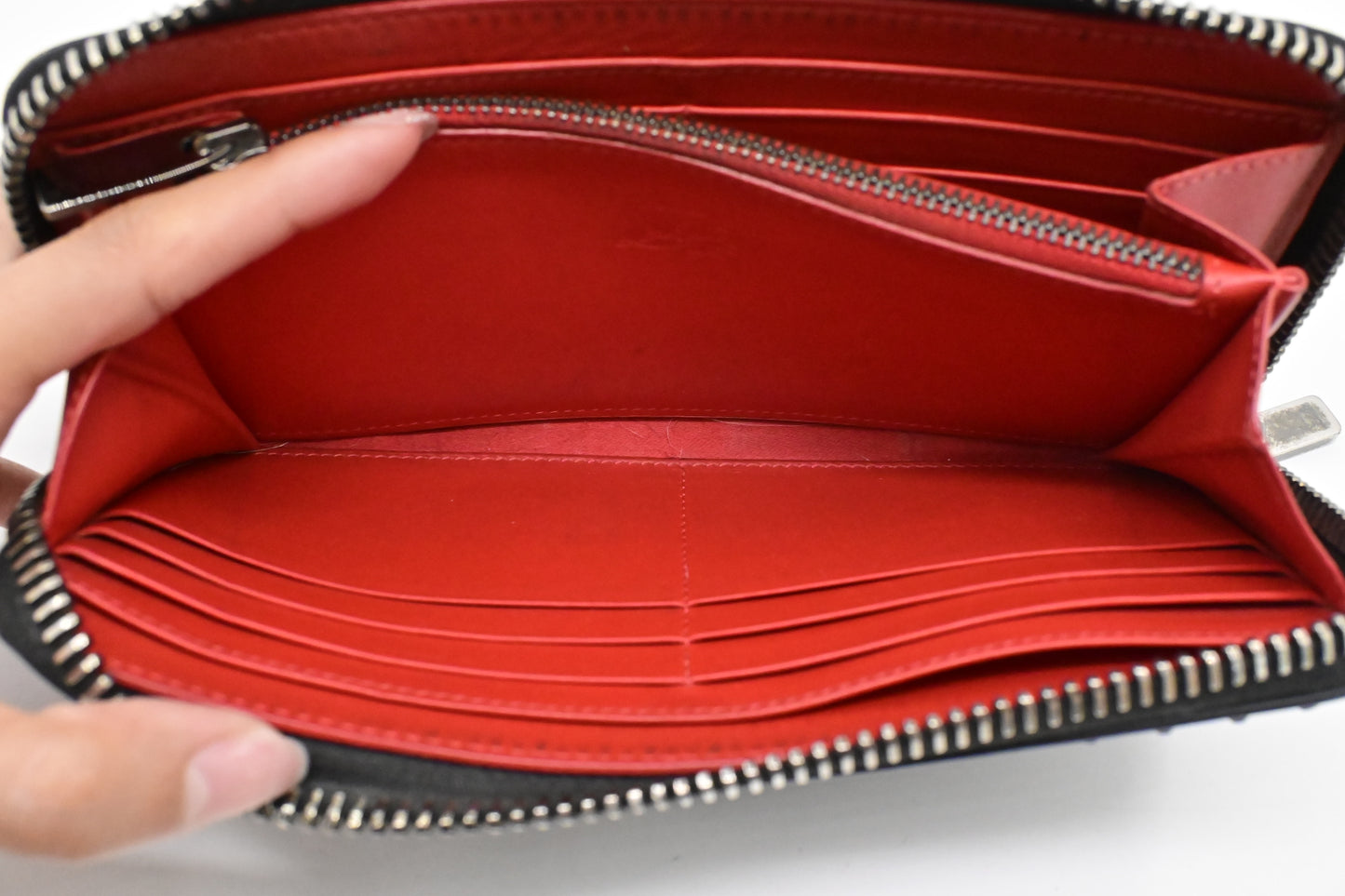 Louboutin Macaron Wallet in Black Studded Leather