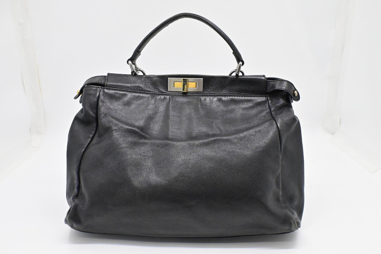 Fendi Medium Peekaboo Tote in Black Leather