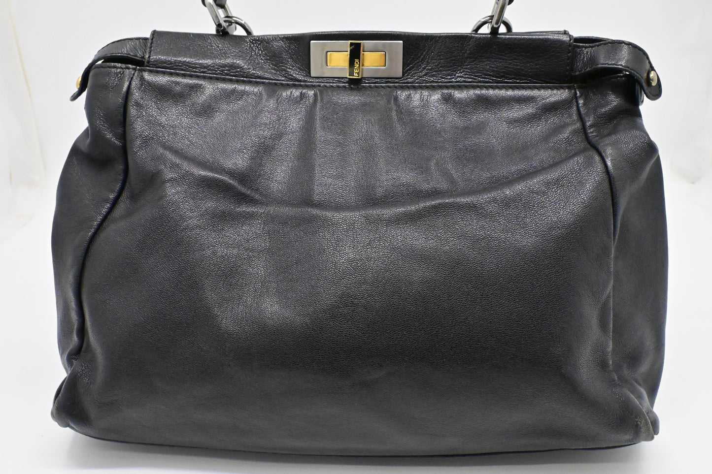 Fendi Medium Peekaboo Tote in Black Leather