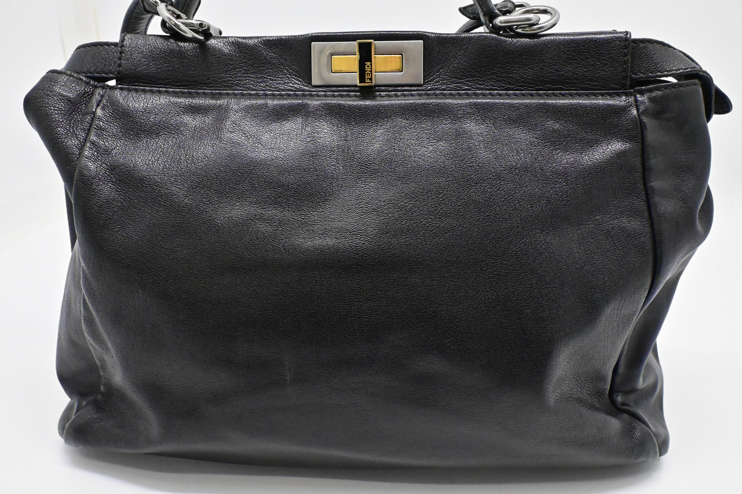 Fendi Medium Peekaboo Tote in Black Leather