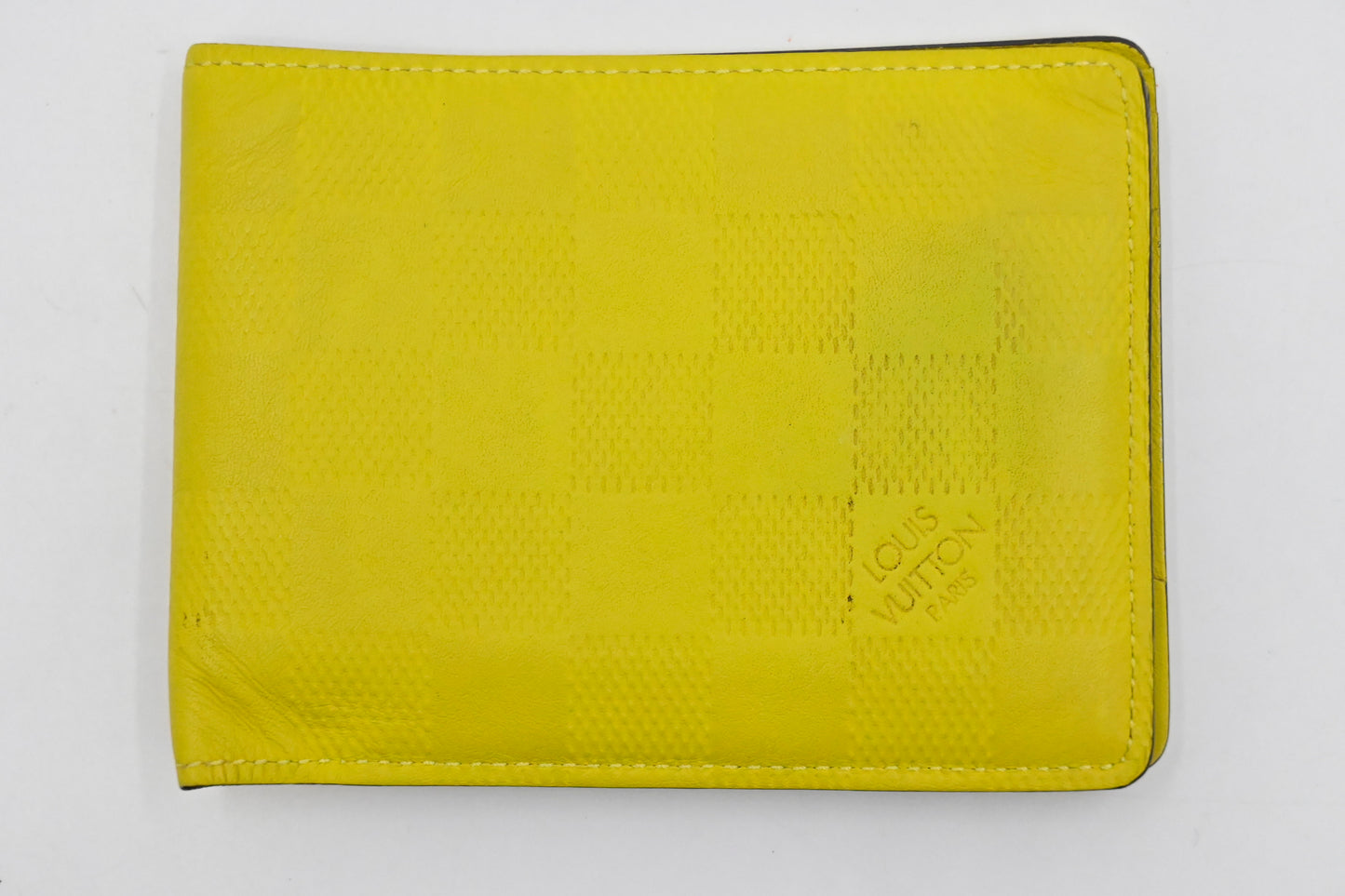 Multiple Bifold Wallet in Vert Acide Damier Infini Leather