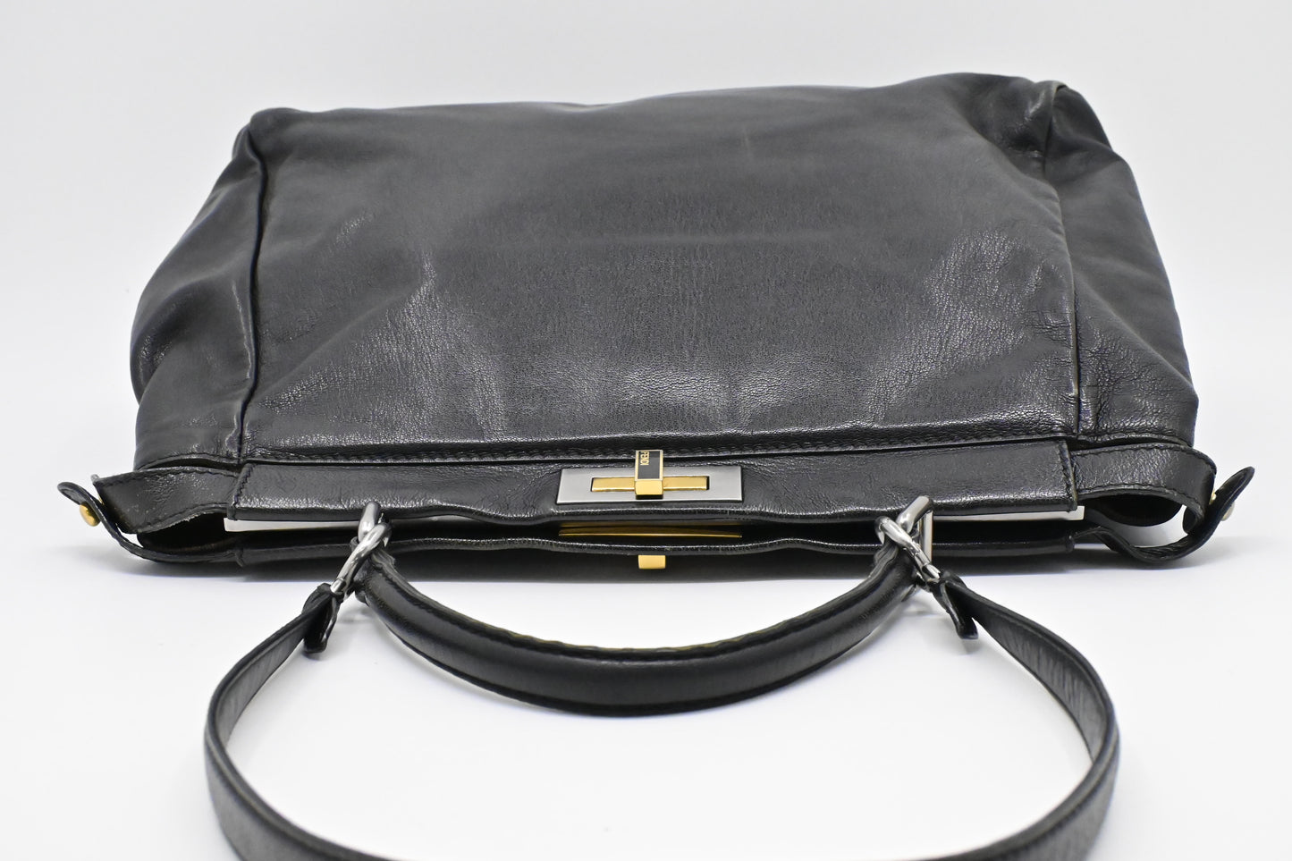 Fendi Medium Peekaboo Tote in Black Leather