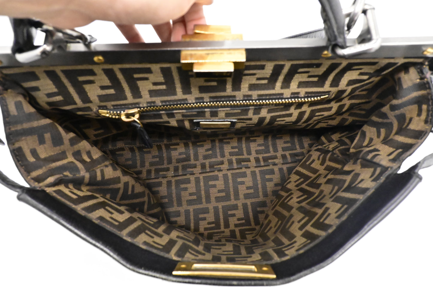 Fendi Medium Peekaboo Tote in Black Leather