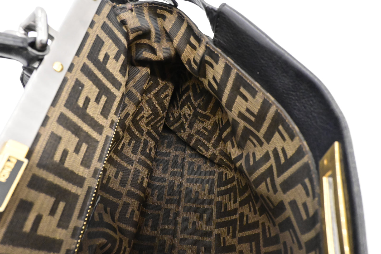 Fendi Medium Peekaboo Tote in Black Leather