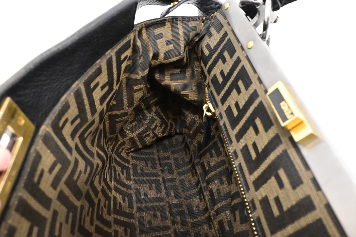 Fendi Medium Peekaboo Tote in Black Leather