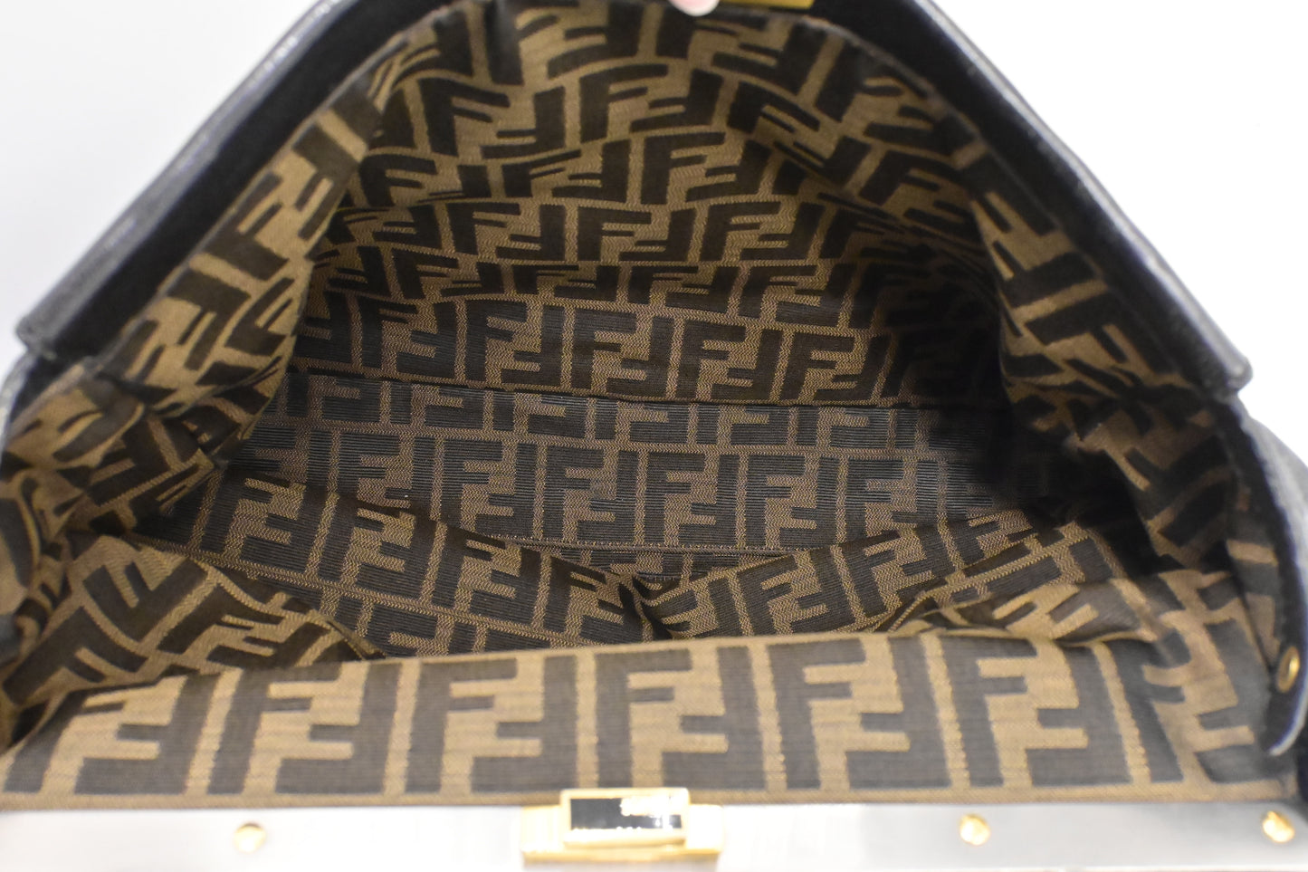 Fendi Medium Peekaboo Tote in Black Leather