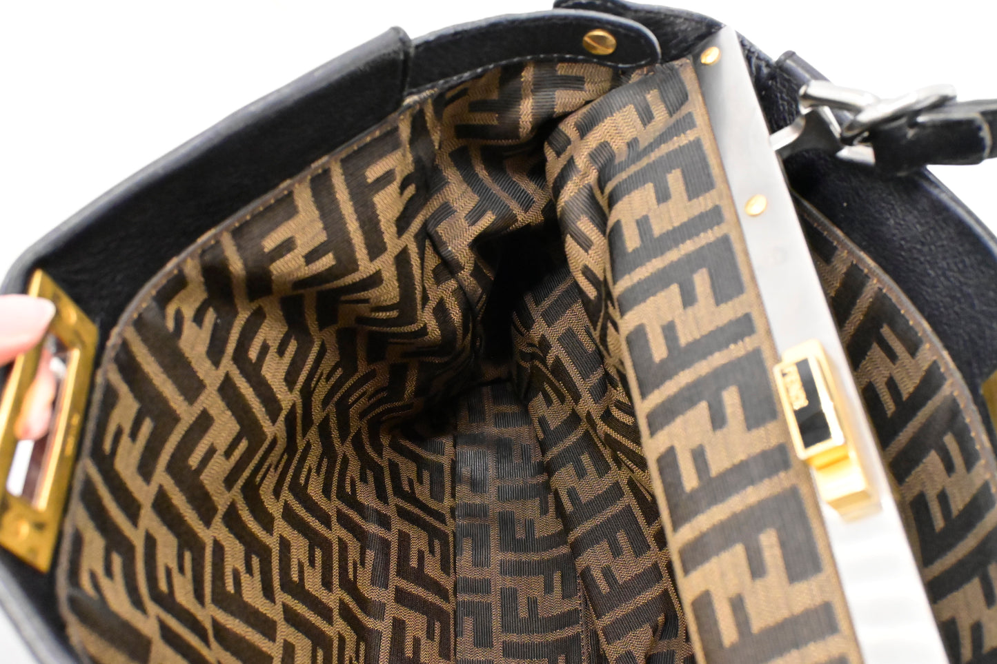 Fendi Medium Peekaboo Tote in Black Leather