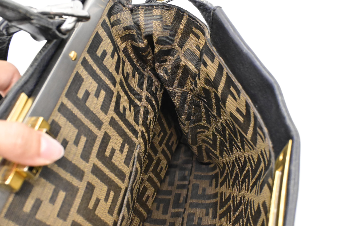 Fendi Medium Peekaboo Tote in Black Leather