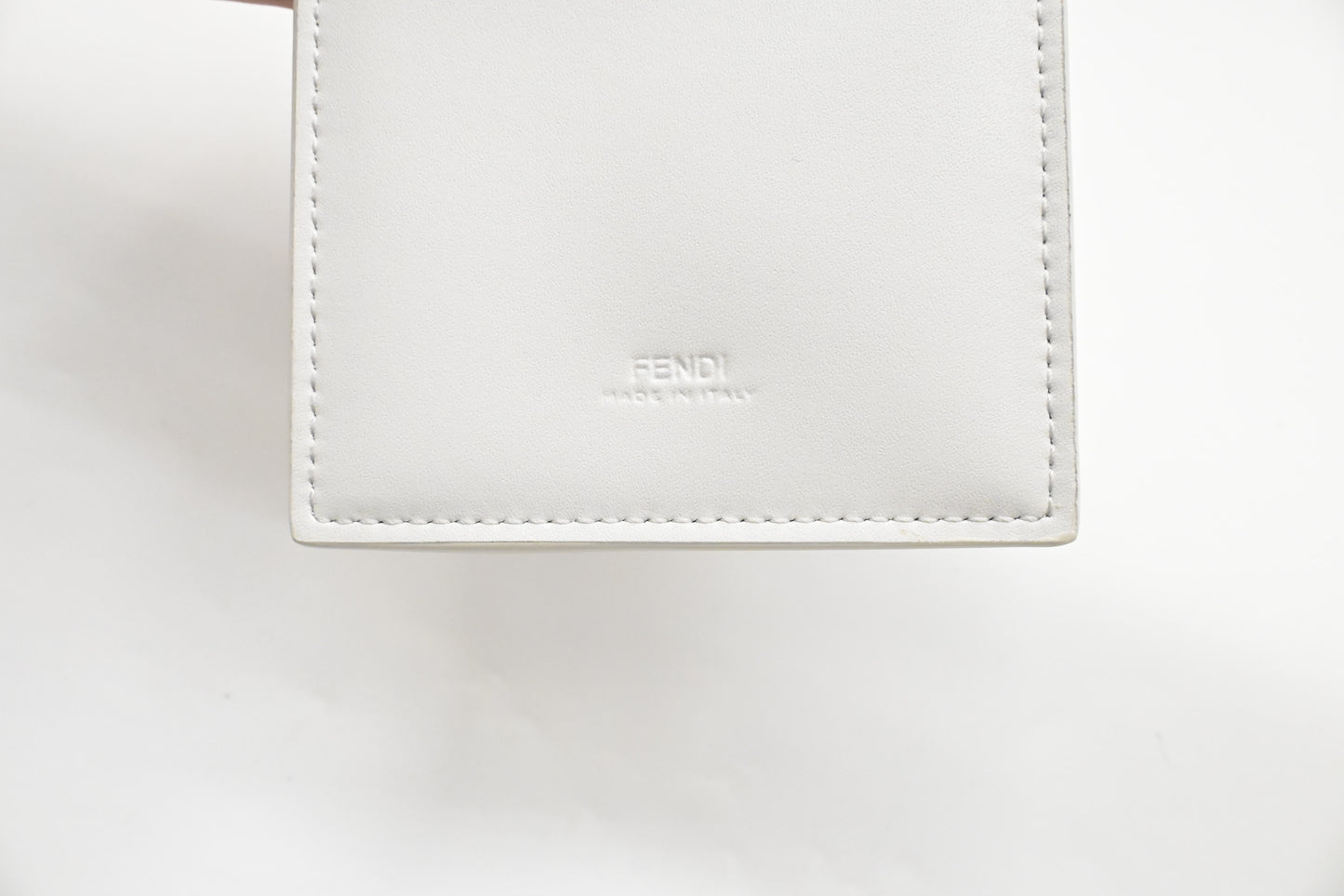 Fendi Phone Case in White Shearling & Leather
