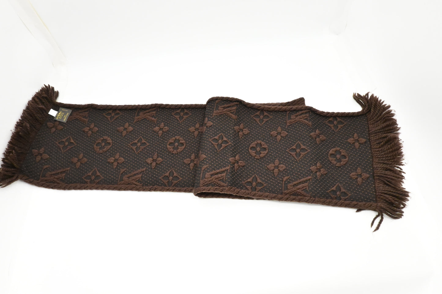 Louis Vuitton Logomania Scarf in Brown Wool and Silk
