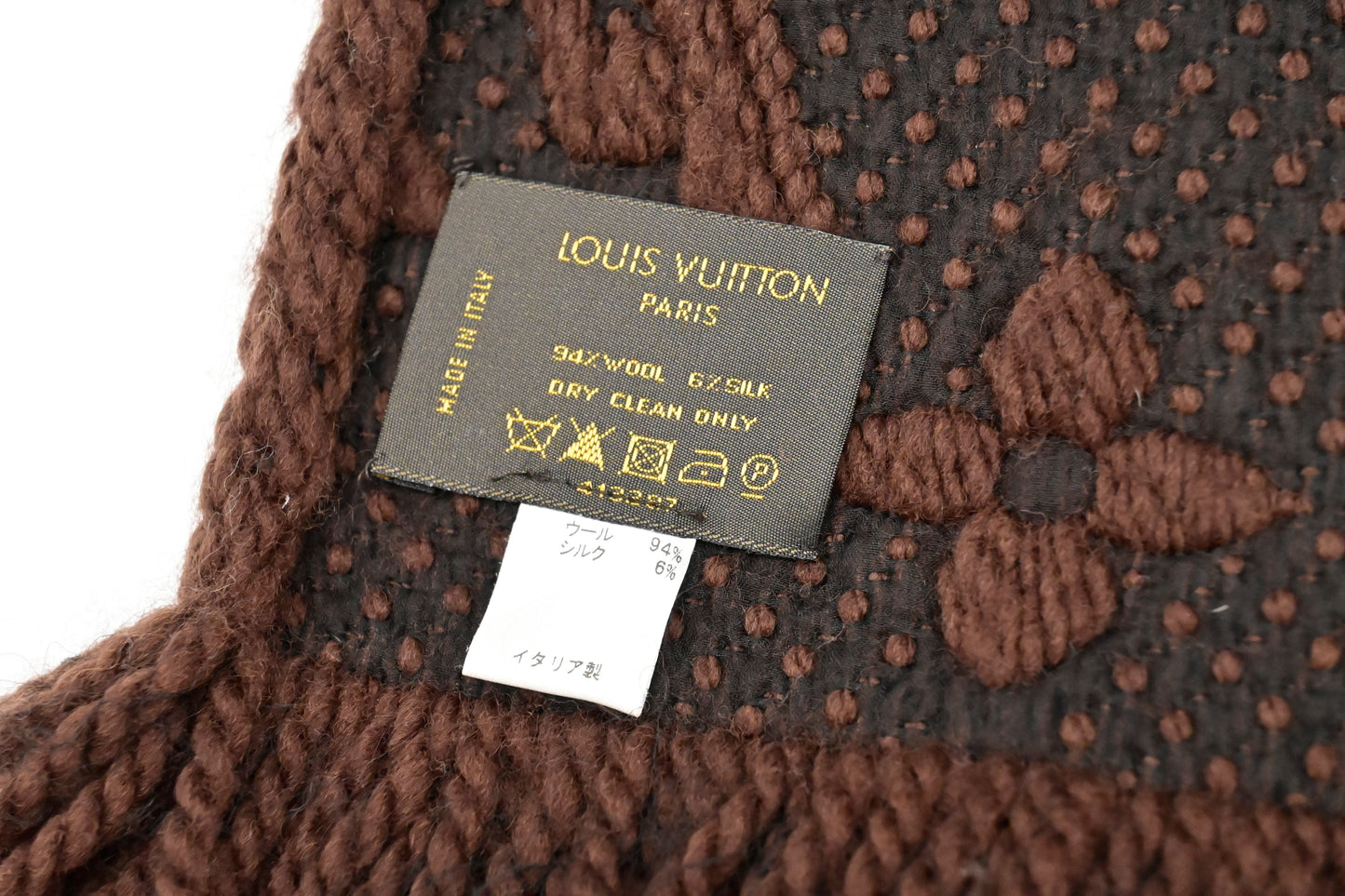 Louis Vuitton Logomania Scarf in Brown Wool and Silk