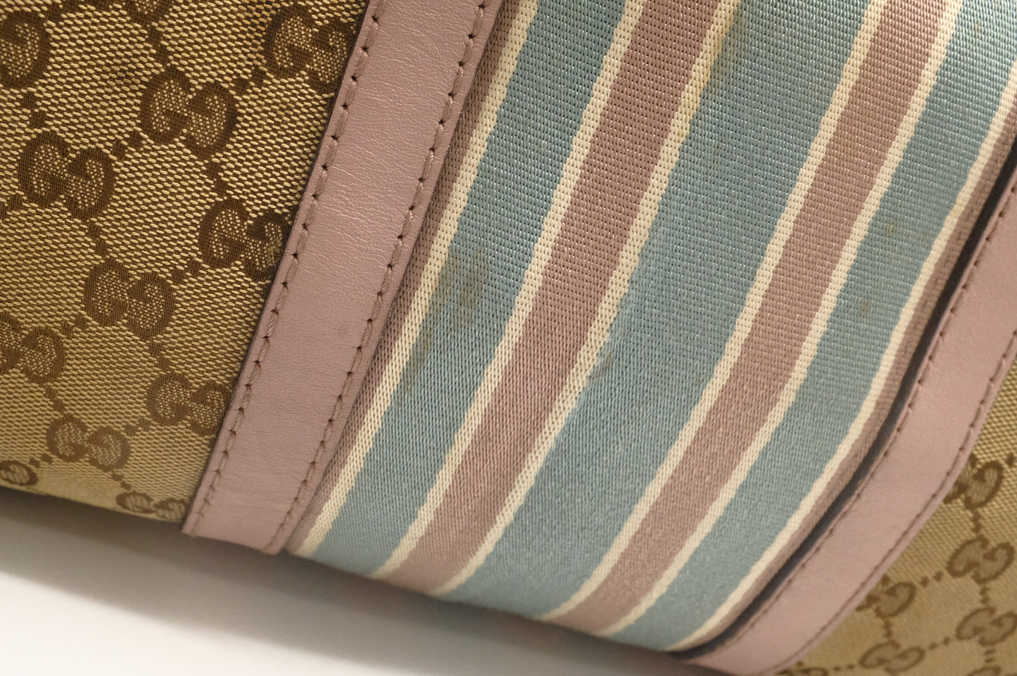 Gucci Boston Bag in GG Canvas & Light Pink Leather