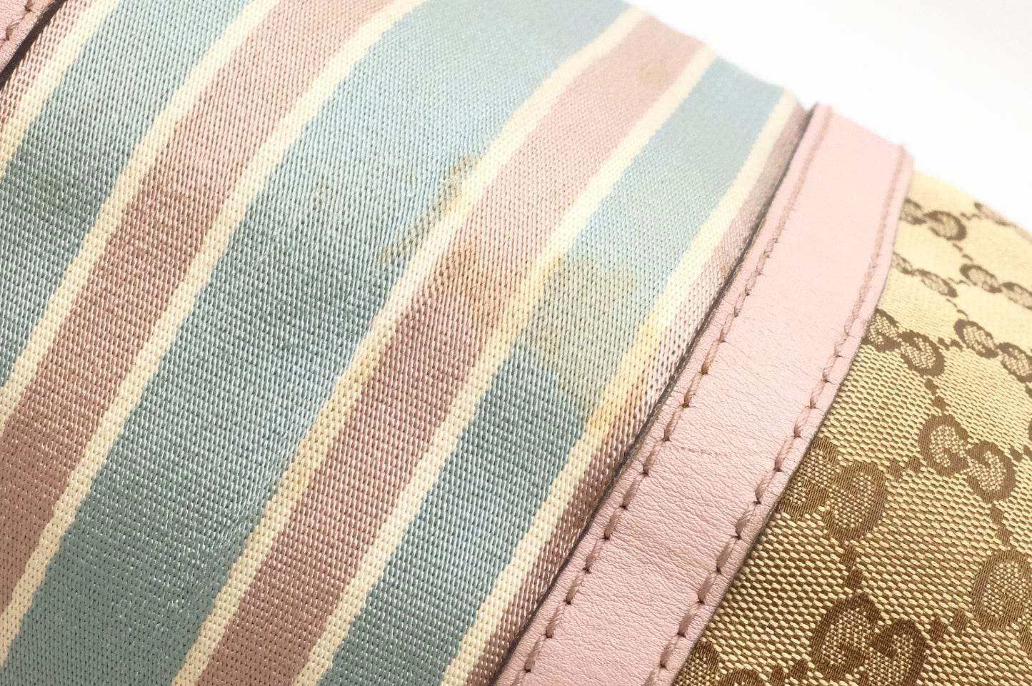 Gucci Boston Bag in GG Canvas & Light Pink Leather