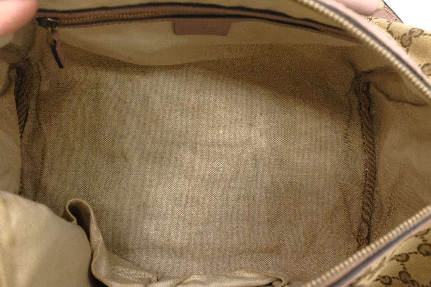 Gucci Boston Bag in GG Canvas & Light Pink Leather