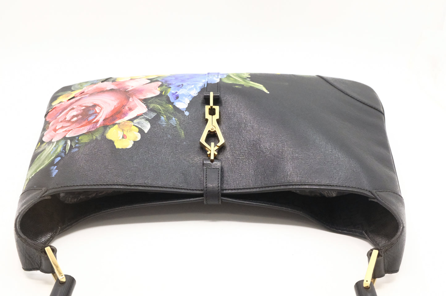 Gucci Jackie Shoulder Bag in Floral Black Leather