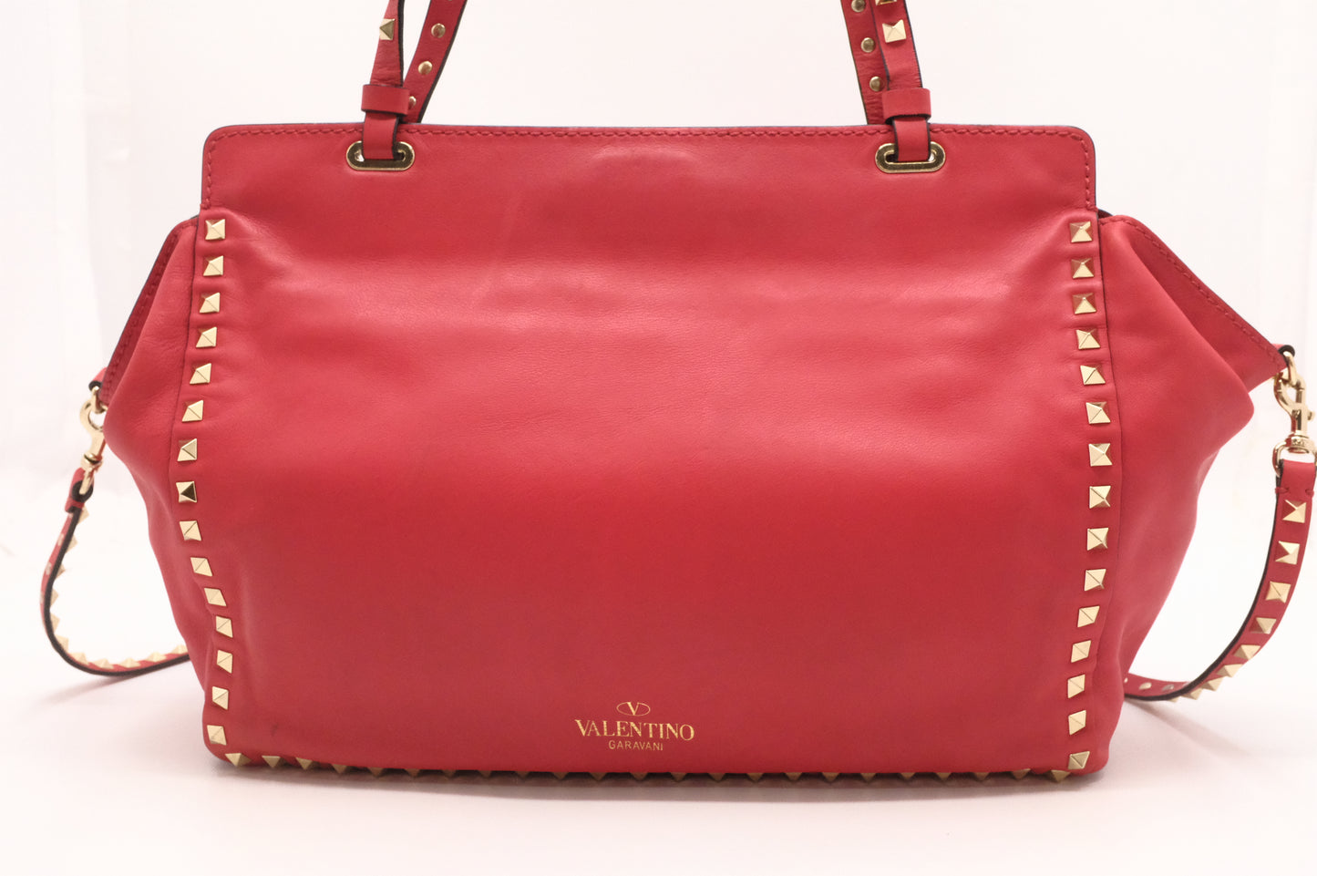Valentino Rockstud Trapeze 2-Way Bag in Red Leather