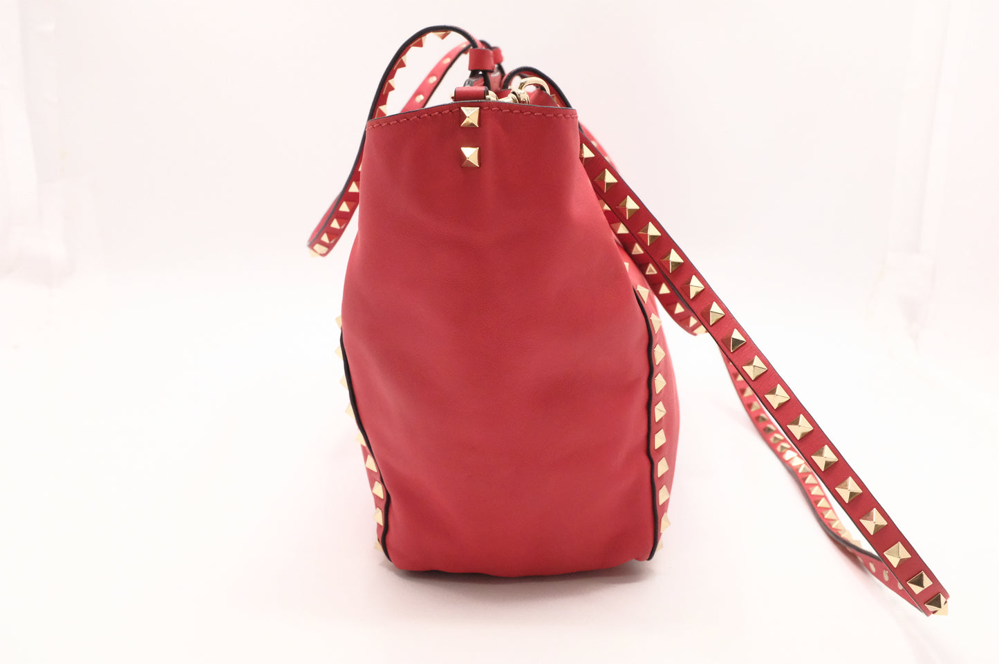Valentino Rockstud Trapeze 2-Way Bag in Red Leather