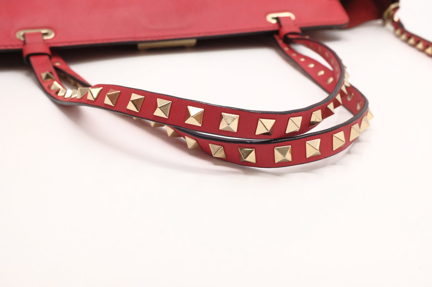 Valentino Rockstud Trapeze 2-Way Bag in Red Leather