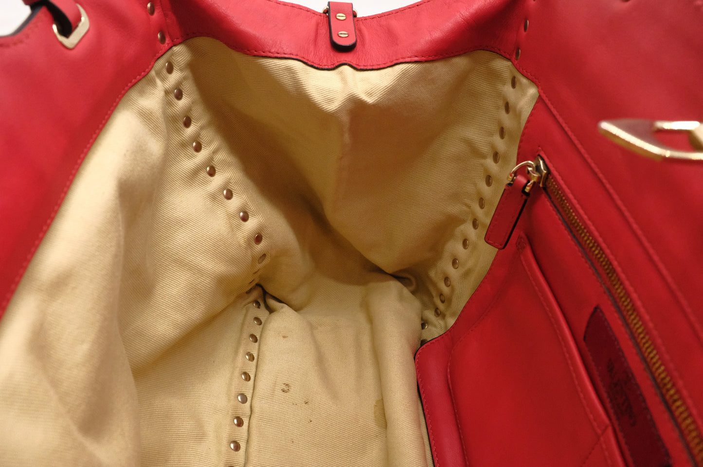 Valentino Rockstud Trapeze 2-Way Bag in Red Leather