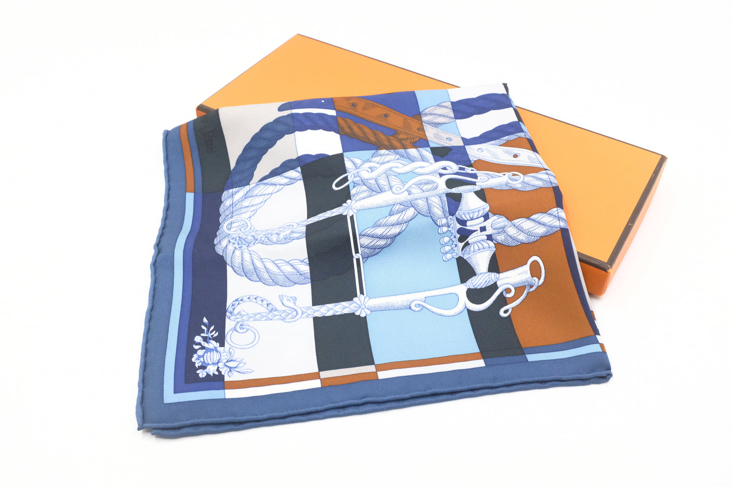 Hermes 'Deva Galleria' Gavroche in Blue Silk