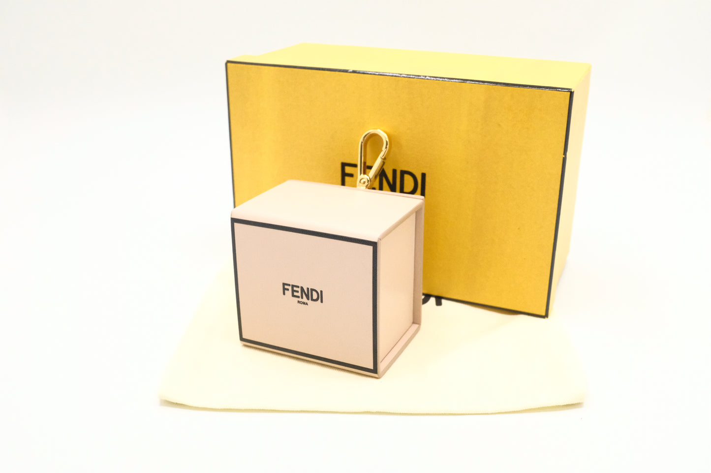 Fendi Box Charm in Light Pink Leather
