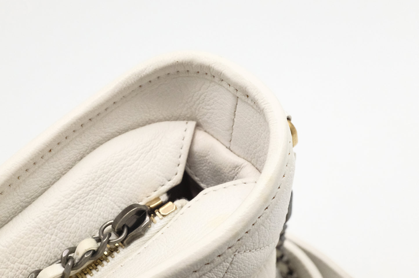Chanel Small Gabrielle Hobo Bag in White Leather