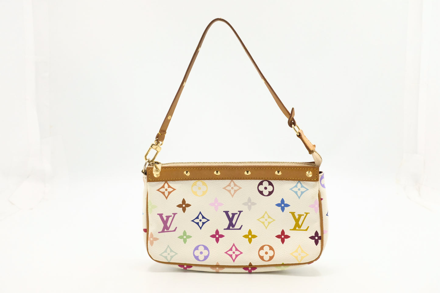 Louis Vuitton Pochette Accessoires in White Multicolor Monogram Canvas