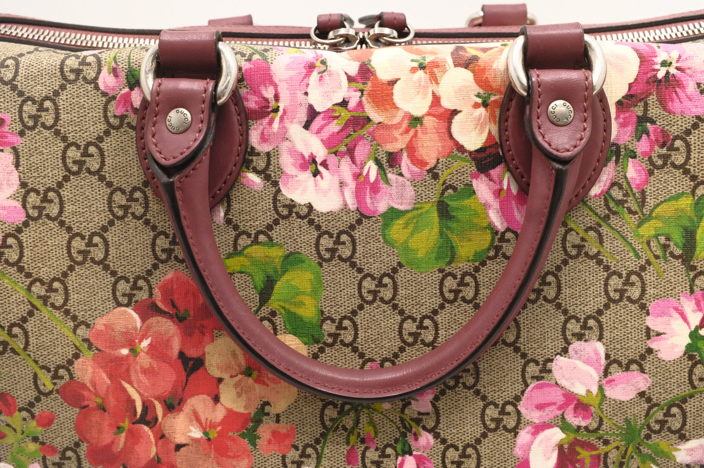 Gucci Boston Bag in Pink Blooms GG Canvas