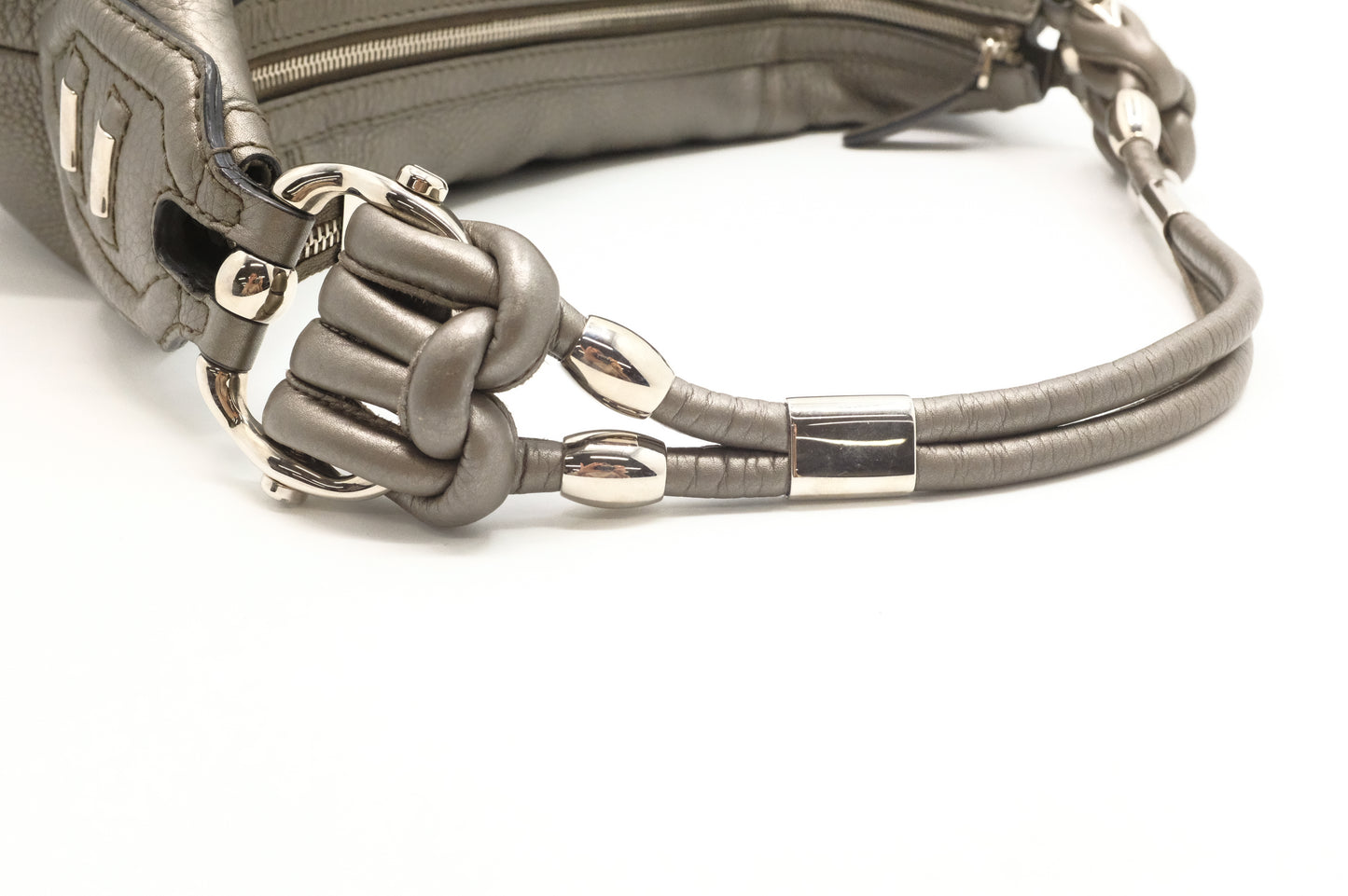Gucci Techno Horsebit Hobo Bag in Silver Leather