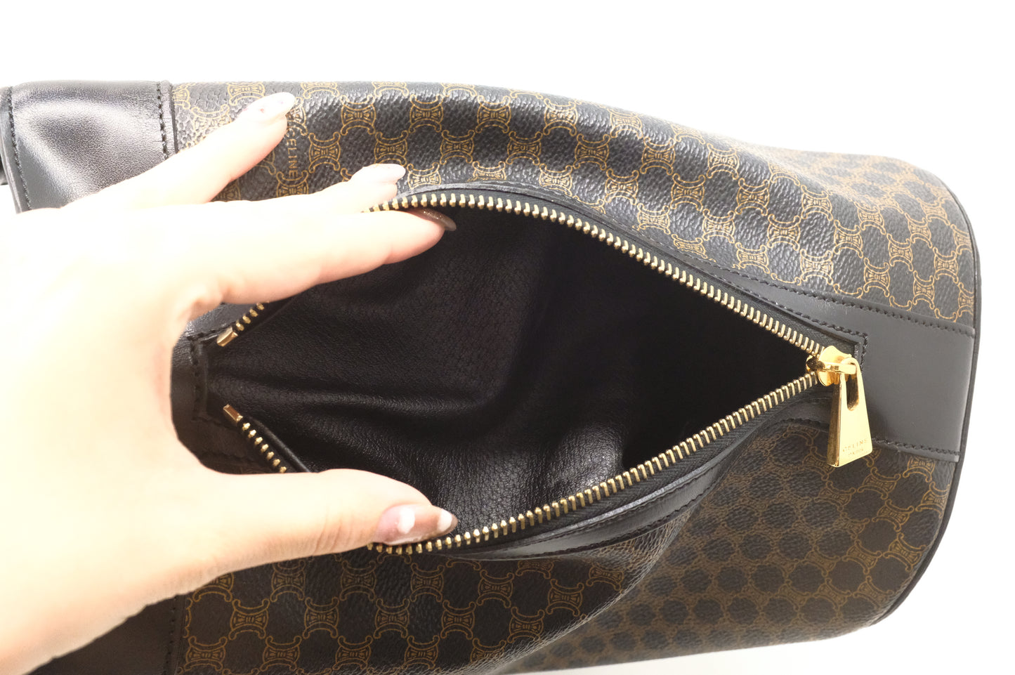 Celine Shoulder Bag in Black Macadam Canvas