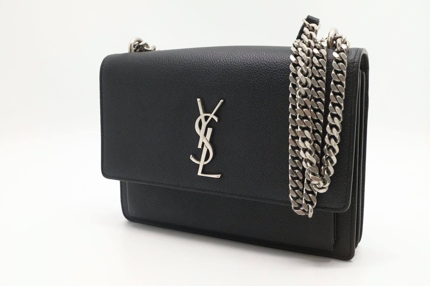 YSL Saint Laurent Sunset Crossbody in Black Leather