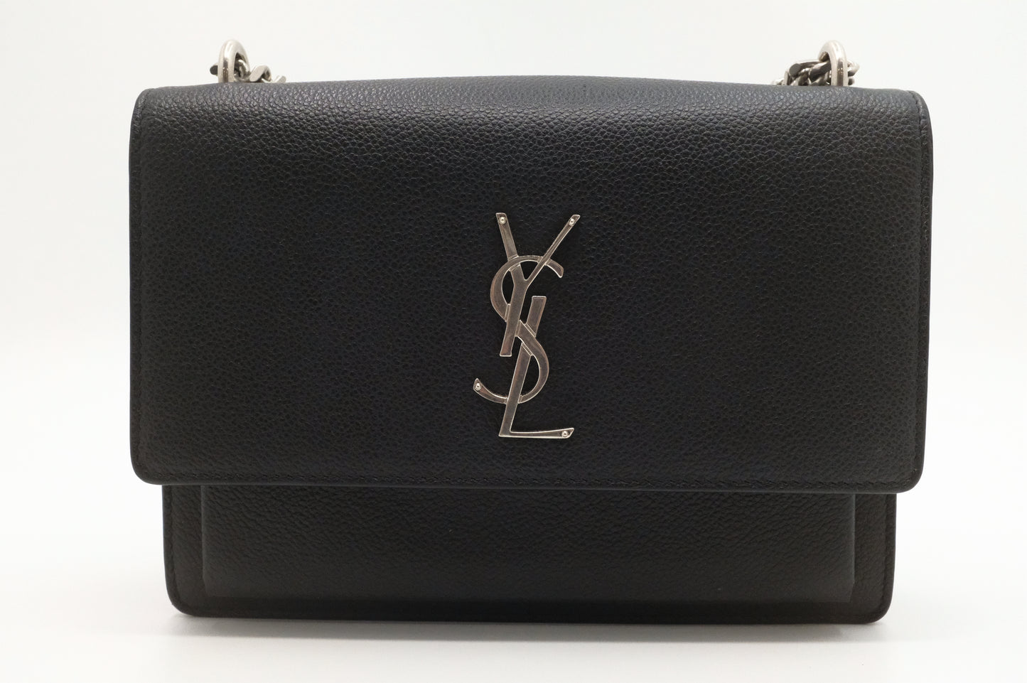 YSL Saint Laurent Sunset Crossbody in Black Leather