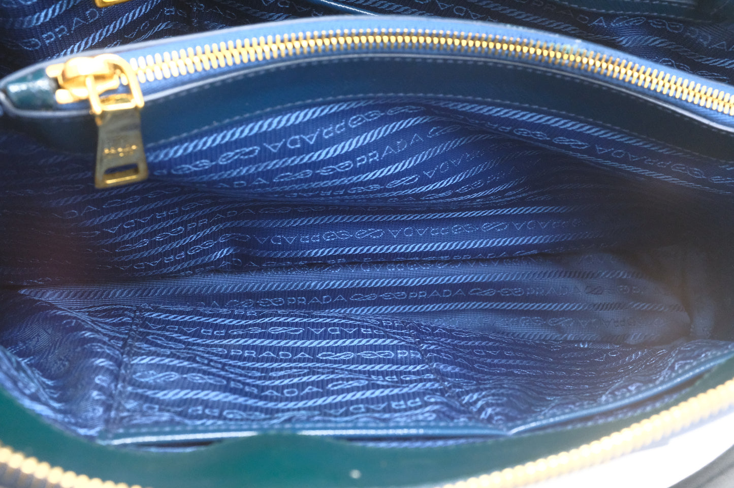 Prada Handbag in Dark Green Saffiano Leather