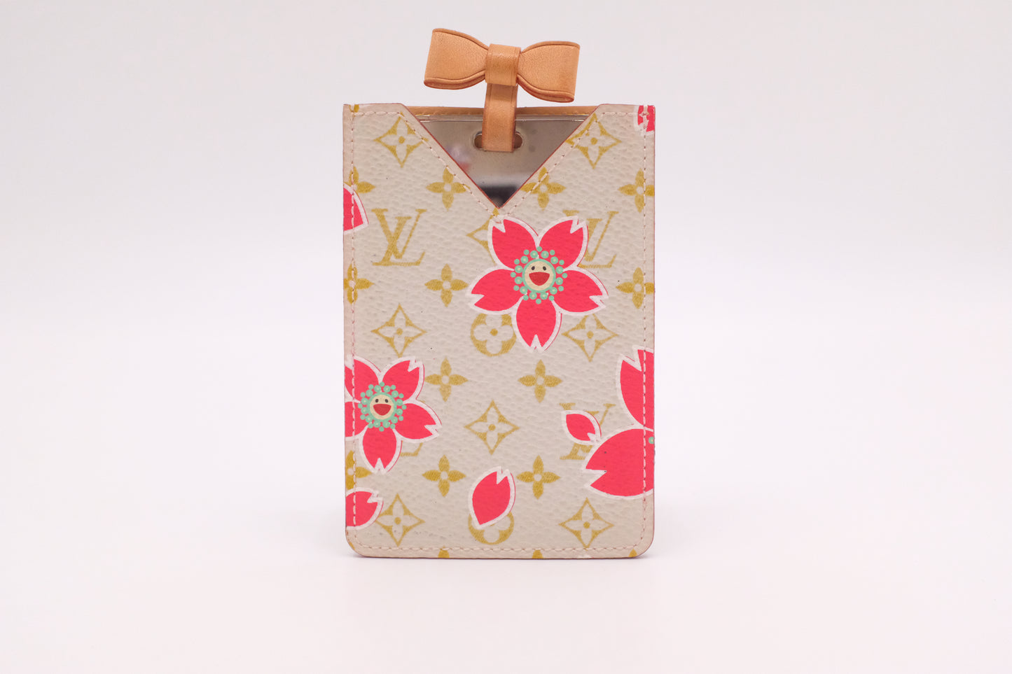 Louis Vuitton x Takashi Murakami Etui Miroir in White and Pink Cherry Blossom Monogram Canvas