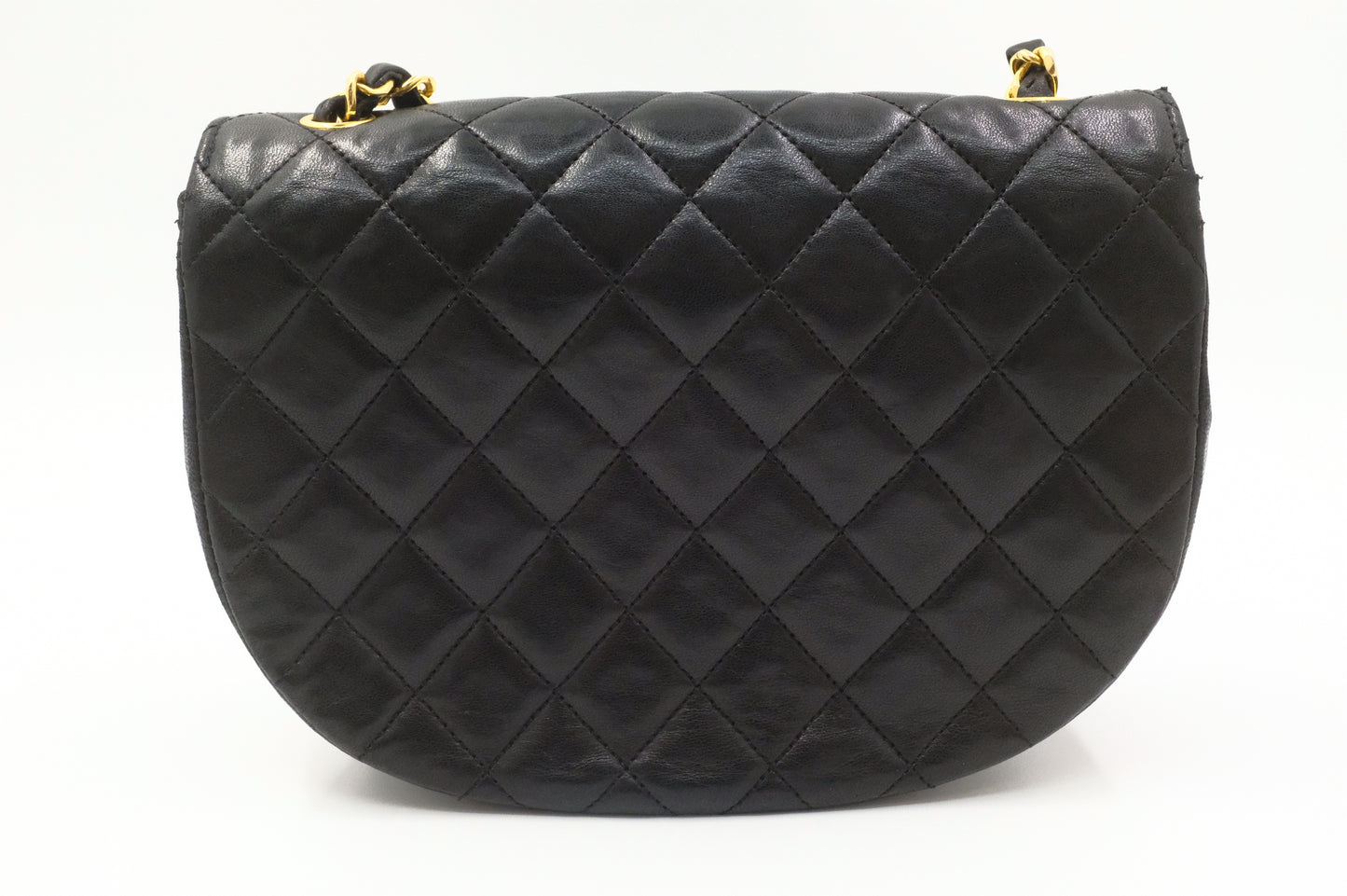 Chanel Small Round Flap in Black Matelassé Leather