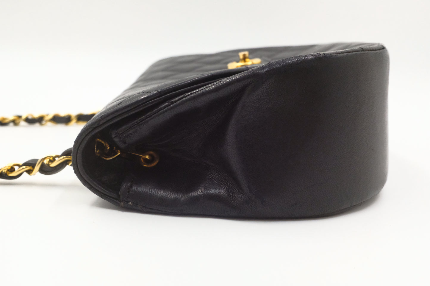 Chanel Small Round Flap in Black Matelassé Leather