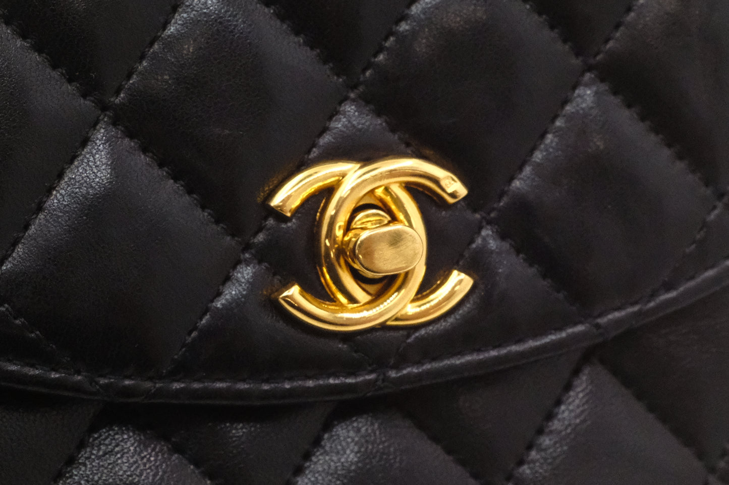 Chanel Small Round Flap in Black Matelassé Leather
